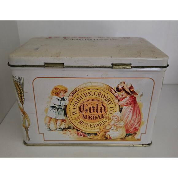 Vintage 1990 Washburn's Gold Medal Flour Tin Recipe Box - Picture 4 of 11
